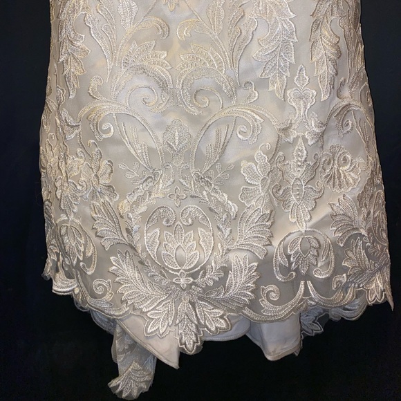 Wedding Dress - High V-Neck, Cap Sleeve, Fit and Flare Wedding Dress - Picture 10 of 11